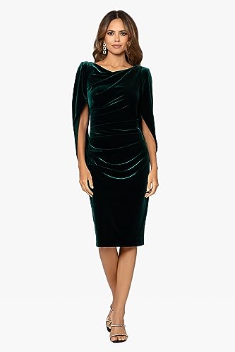 Image of Betsy & Adam Women's Velvet Midi Cowl Neck Drape Back Dress