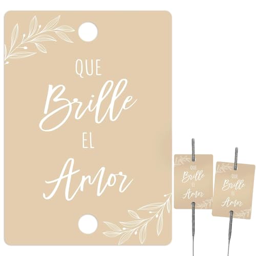 Funklu 100 unidades que brilha o amor decoração para bengalas casamento em espanhol, cartões de bengalas casamento para convidados, detalhes de casamento, decoração casamento
