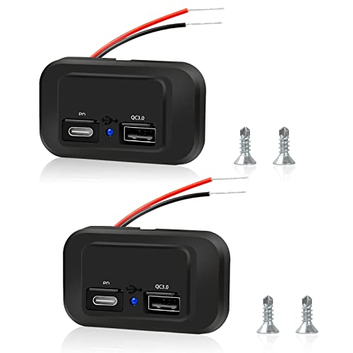 2 st Billaddaruttag dubbla USB-portar, 4,8 A billaddare adapter, 12 V/24 V USB-anslutningspanel, snabbladdningsadapter med fjäderlock, för motorcyklar, båtar, lastbilar, husbilar