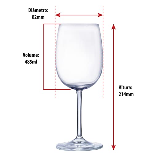 Jogo de Taças de Vinho Tinto Ritz Cristal 485ml 4 Pcs