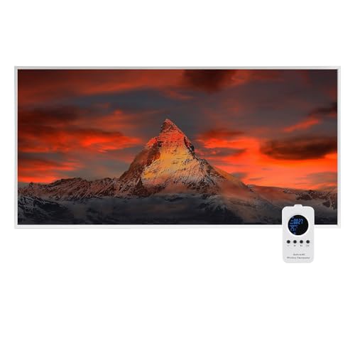 Behaglich Pannello Radiante Infrarossi 800W con Immagine - Riscaldatore a Infrarossi per Montaggio a Parete Fino a 120° -Termostato a Controllo Remoto - 10 Anni di Garanzia - Tramonto