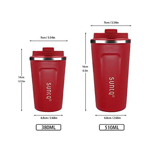 SUNTQ Tazas de café reutilizables de viaje – Taza de viaje de café con tapa a prueba de fugas – Taza térmica aislada… - Imagen 3
