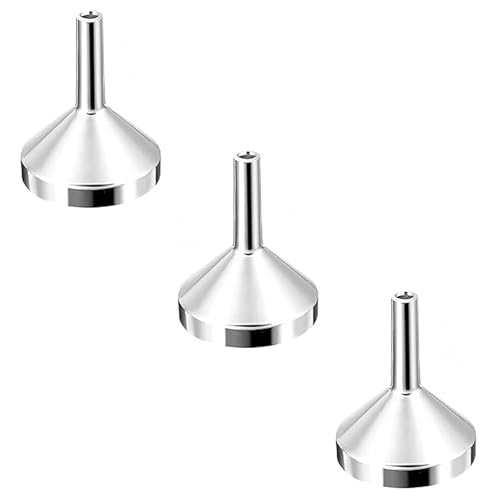 3 Pcs Small Funnel for Mini Bottles Small Funnel Set Silver Aluminium Mini Funnels Minis Funnels for Liquids Cosmetics Essential Oils Perfume(Silver)
