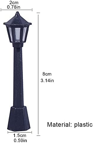 Mini Miniature Street Light Model, Railway Train Post Lamps, Black Lamp Outdoor Pathway Lantern Post for Dollhouse Decoration Micro Landscape Fairy Garden Lighting Accessories, Black 10Pcs