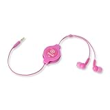 ReTrak Retractable Stereo Earbuds, Pink (ETAUDIOPNK)