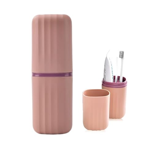 Image of QONETIC Travel Tooth Brush Holder for Bathroom Square Toothbrush Holder for Travel, Portable Toothbrush Case & Tooth Brush Cover Box Organizer for Traveling, Camping, & Business Trips (Peach)