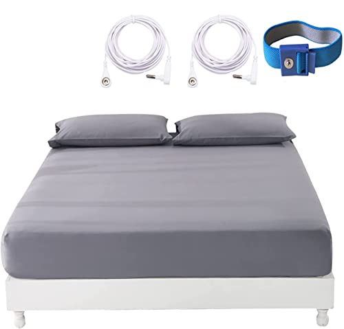 Amradield Faraday Protection Earthing Grounded California King Fitted Sheets-Cotton Fabric Silver Fiber Mats For Bed And Seats To Sleep Better And Recovery #TOP26