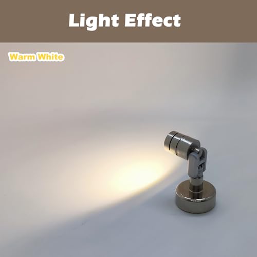 Image of Suzeyar Metal Miniature LED Light,Tiny Spot Light with Magnet Base,Battery Operated LED Lights,Wireless Miniature Spot Light for Artwork Painting,Jewelry Showcase,DIY Hand Craft (Warm White)