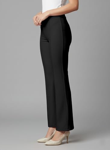 Image of Mehrang Cotton Blend Bootcut Parallel Trouser Pants for Women Regular Fit, Bellbottom Straight Pants for Womens