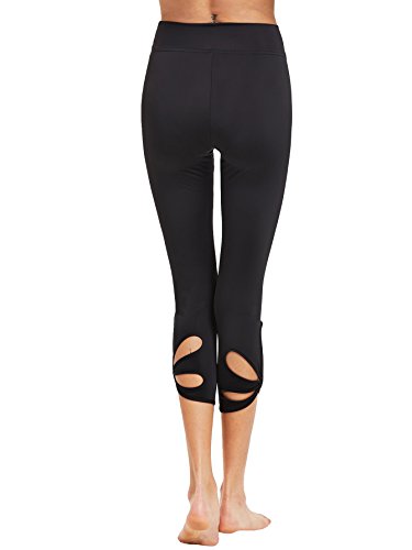 SweatyRocks Women's Mesh Panel Capri Leggings Workout Yoga Running Crop Pants2