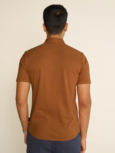 Image of DaMENSCH Men's Constant All-Degree Half Sleeve Regular fit Shirt, Pique Textured, Thermoregulating Cotton Blend, Recycled Fabric Shirts Stylish