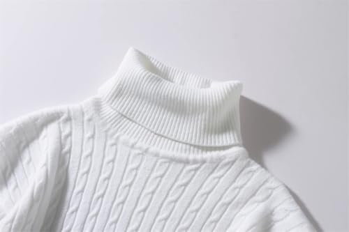 Men's Ribbed Design Warm Sweater High Neck Solid Color Casual Slim Fit Base Pullover Sweater3