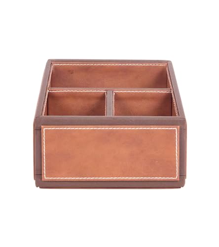 Image of Premsons Pen Stationery Holder Storage Desk Box Remote Control Organizer, Light Brown