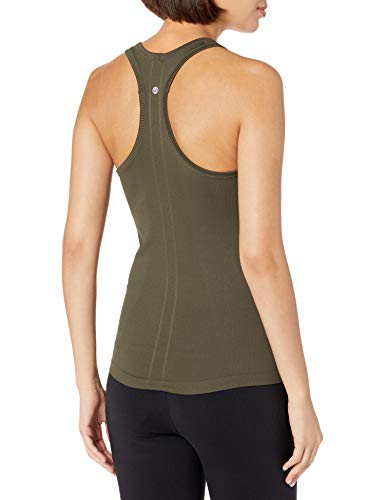 Crz Yoga Women's Active Seamless Workout Tank Tops Racerback Athletic Running Yoga Gym Shirts Long Length Dark Olive Small #TOP1