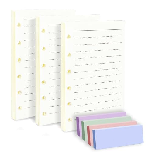 Recharges de classeur A7 papier ligné à 6 trous avec stickers pour carnets de notes