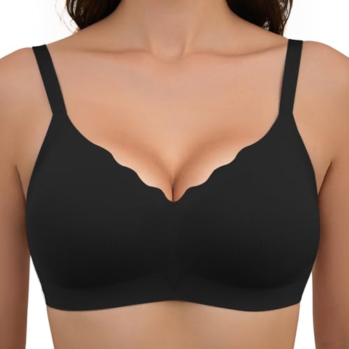 Vtelor Nahtloser BH Damen Ohne B&uuml;gel Soft Tiefem V-Ausschnitt Damen BH Ohne B&uuml;gel Seamless Push up Klassische Schlaf BHS mit Zus&auml;Tzlicher Verl&auml;Ngerung