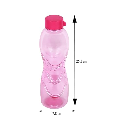 Image of PEARLPET Trinity BPA-Free Plastic Water Bottle Set |Lightweight, Leak-Proof & Freezer Safe - Pack of 6 (1000ml Each), Pink