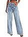 LBDLONGBIDA Women's Wide Leg Jeans Stretchy High Waisted Baggy Jeans for Woman 2026 Trendy Loose Fit Frayed Raw Hem Denim Pants(Light Blue,L)
