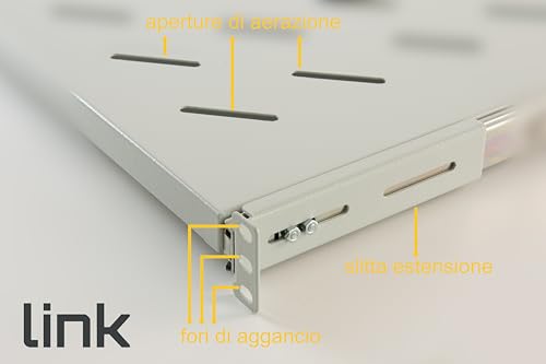 Link LKRIP650EG Ripiano Universale Per Armadio Rack Estraibile Su Binari Telescopici 1 Unità, 650Mm, Grigio - 8