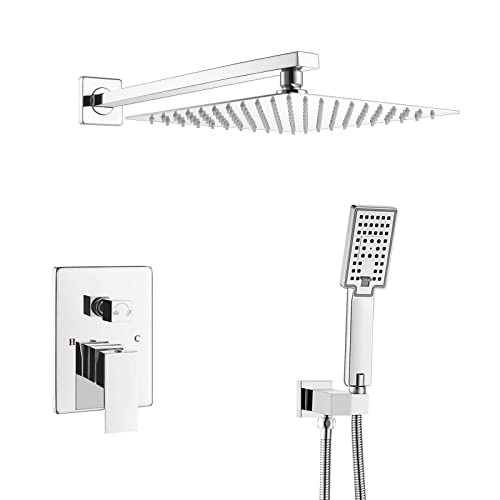 Système de douche chromé en acier inoxydable avec mitigeur mural