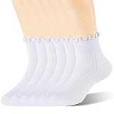 Saracat Age 3-10 Girls 100% Cotton Ruffle Socks, Cute Soft Breathable Frilly Dress Socks for Girls