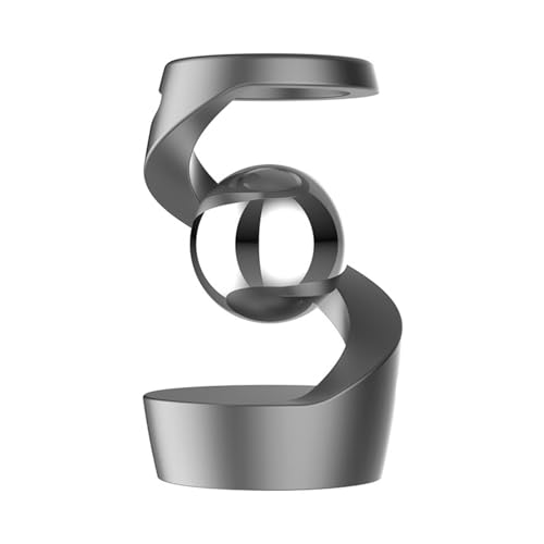 Gravity Defying Kinetic Desk Toy - Suspended Gyroscope Rotating Metal Ball Stress Relief Optical Illusion Home/Office Exec Gadget Gift