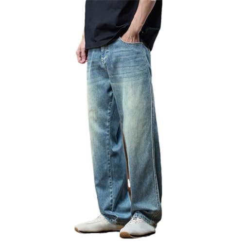 Men's Baggy Jeans Wide Leg Loose Straight Lyocell Soft Stretch Breathable Denim Pants