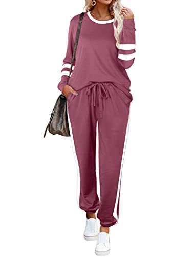 Image of Aloodor Sweatsuit for Women 2 Piece Outfits for Womens Crewneck Sweatshirts Pullover
