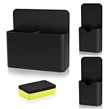 MoKo Stifthalter Magnetisch, 3 Stück Magnetischer Stiftehalter mit 1 Whiteboard Schwamm Magnetisch, Whiteboard Zubehör für Schule Büro Kühlschrank und Schließfach, Schwarz