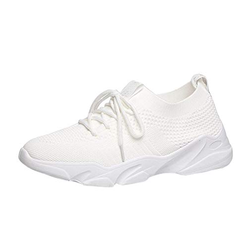 Woaikeyu - Zapatillas de deporte para mujer, transpirables, zapatillas de deporte, de moda, casual, cómodas, zapatillas de running, blanco, 39 EU