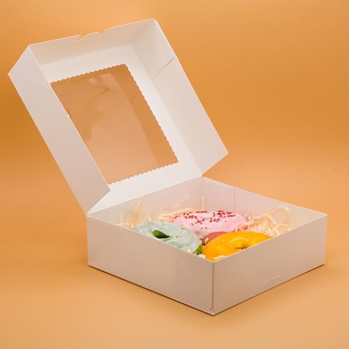 15 Pack 8 x 8 x 2.5 inch Bakery Boxes with Window, Six-Grid Cake Box Set, Disposable Food-Grade Baking Packaging Boxes for Festival Celebrations and Birthday Parties (8 x 8 x 2.5 inch, 15 Pcs) - Image 4