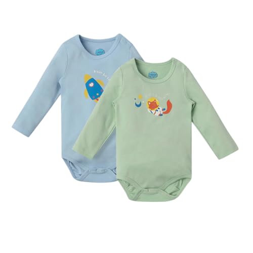 Image of Nautinati Baby Girls 100% Cotton Graphic Printed Pack of 2 Bodysuits /Onsies | Age 0-2 Years