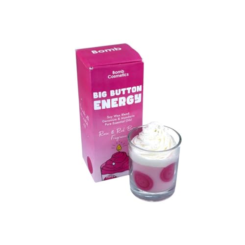 Image of Bomb Cosmetics Big Button Energy Soy Wax Candle Scented Essential Oils Piped Candle in Glass Jar