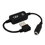 WHITENUTS USB昇圧 ケーブル (USB-Type A/変換ケーブル/ブラック) バートル対応 サンエス対応 L字型コネクタ (出力変換/空調ファン付き作業服/17cm) 12V-C