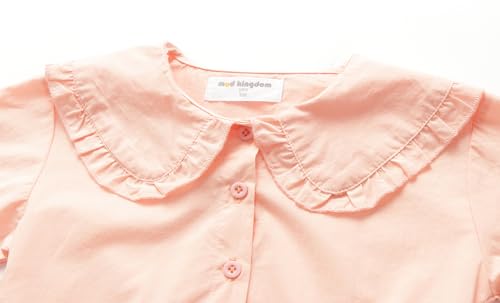 Image of Mud Kingdom Girls Blouse Shirts Spring Fall Long Sleeve Button-Down Top Ruffle Collar