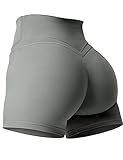 YEOREO Workout Biker Shorts for Women Athletic Scrunch Butt High Waisted Running Gym Shorts Yoga Tummy Control Spandex Light Grey S