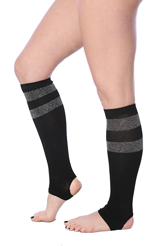 Tipi Toe Women's Stirrup Yoga Socks, Lightweight Knee-High Leg Warmers, Open Heel Non-Slip Design. Ideal for Yoga & Dance3