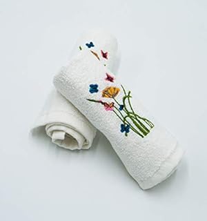 Lex's Linens Floral & Butterfly Embroidered Towels (Set of 2 Face Cloths)