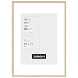 JUNOMI® Bilderrahmen DIN A2 Holz | Farbe Eiche | Bilderrahmen 42 x 59,4 cm (15.5 x 23.4 in) Eiche mit bruchsicherem Plexi-Glas | Bilderrahmen Holz