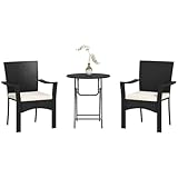 Outsunny 3 Pieces Wicker Outdoor Bistro Set, Rattan Patio Furniture Set with...