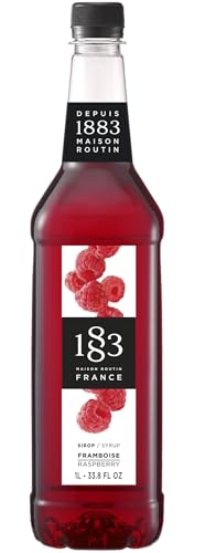 1883 Maison Routin Premium Raspberry Syrup Made with Pure Cane Sugar & Real Fruit Juice for Cocktails, Mocktails, Iced Tea and Baking, Vegan-Friendly, Natural Flavours - 1L PET Bottle