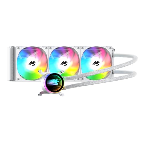 Image of Minorsonic CPU Cooler 360mm Aio, Liquid Cooler CPU Low-Noise AMD AM5 /AM4, Refrigeracion Liquida Water Cooling Systems, Intel LGA 1851 /1700 PC Water Cooler 3 x 120 mm PWM ARGB Fans White