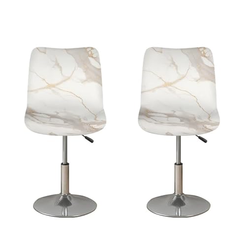 Image of Stretch Bar Stool Covers Set of 4,Stretch Removable Washable Bar Stool Chair Covers,Counter Height Chairs Cover for Kitchen Dining Room Cafe Furniture,White Marble Print