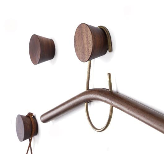 Patères en bois de noyer massif fonce chic x4 pour entree élégante