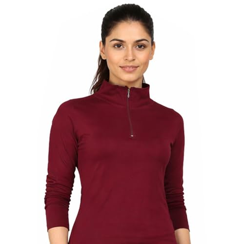 Image of Women's Cotton Regular Fit Tshirt Full Sleeve Zipper