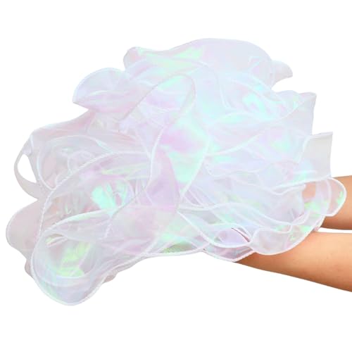 Holographic White Ribbon 1.5 inches x 20 Yards for Gift Wrap Birthday Decorations Christmas Decorations Wedding (White 20 Yards)