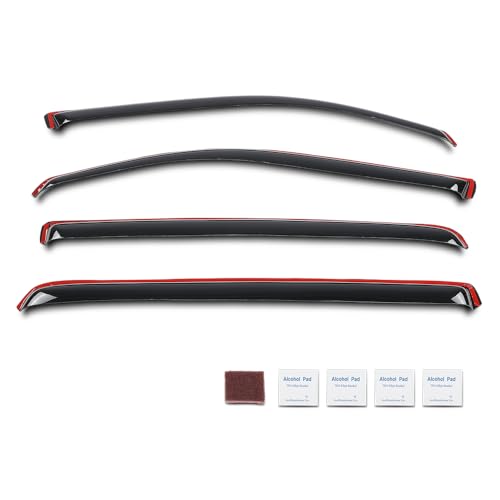 Image of PIT66 in-Channel Ventvisor Window Deflectors and Sun Visors 4 Pcs | Fit Dodge Ram 1500 Crew Cab 2019 2020 2021 2022 2023 2024 2025 Interior Sun Visor Smoke