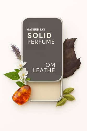 Image of MASHURFAB Solid Wax Perfume for Men & Women | Alcohol-Free Unisex Fragrance Balm | Long-Lasting & Travel-Friendly Cologne | Ideal Gift Set (om leather)