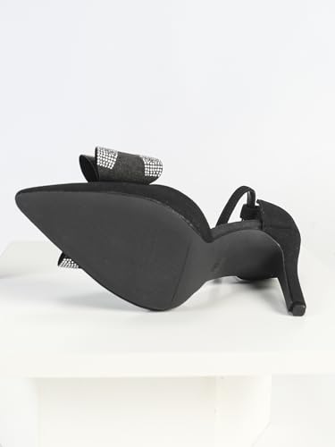 Women's Black and White Polka-Dot Mesh Pointed-Toe High-Heel Sandals with Black Leather Accents and Bow Decoration, Elegant Evening Shoes, Trendy Party Footwear, Chic Peep-Toe Heels3