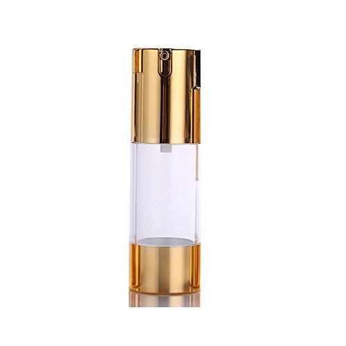 1PCS Golden Airless Pump Bottles-Empty Refillable Plastic Bayonet Cream Lotion Toner Cosmetic Toiletries Liquid Storage Containers Jar Pots (30ml)